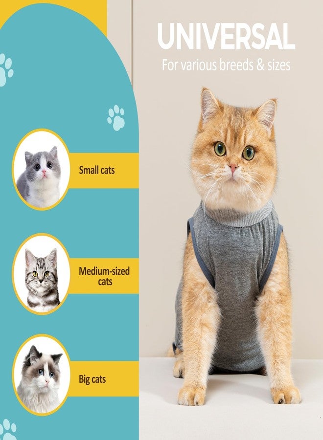 Avont 2 Pack Cat Recovery Suit - Kitten Onesie for Cats After Surgery, Surgical Spay Recovery Suit Female for Abdominal Wounds or Skin Diseases Protection -Grey/Dark Grey(L) - Image 5